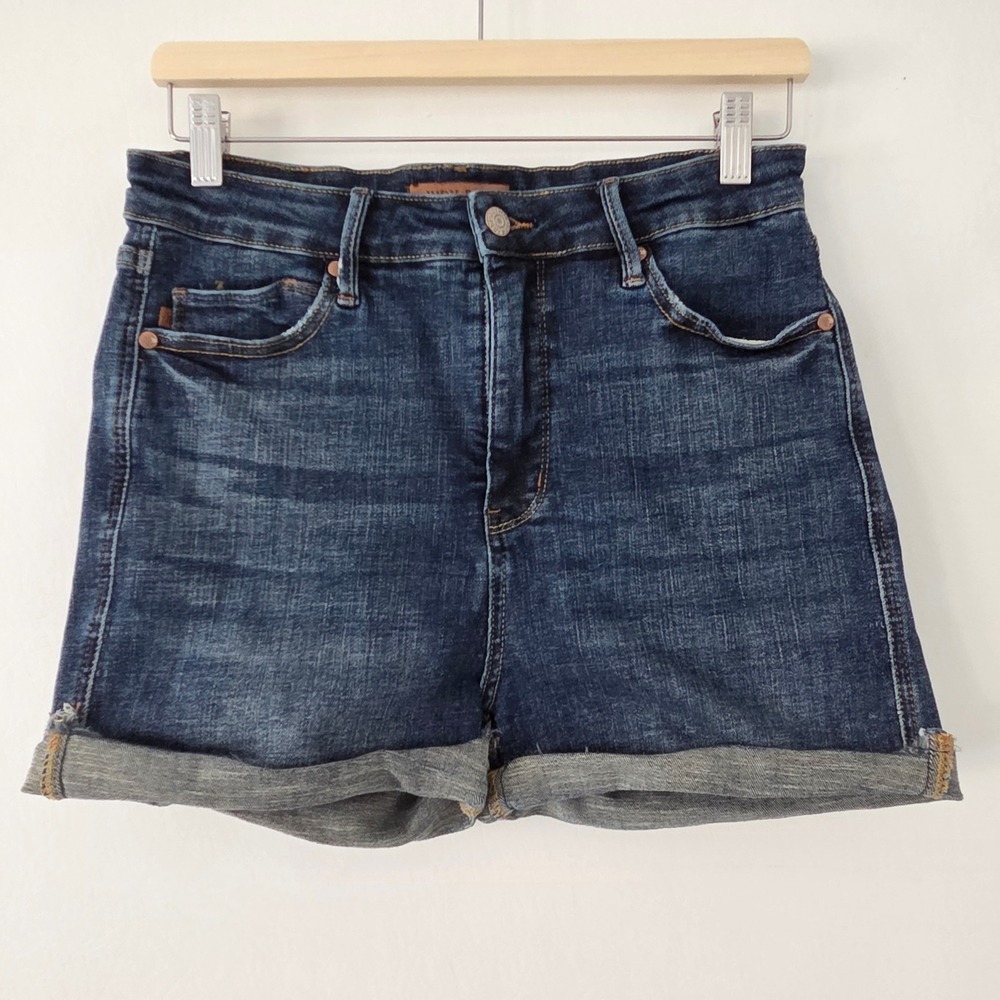 Judy Blue Los Angeles Women's Denim Shorts‎ Size L Dark Wash Cuffed High Rise